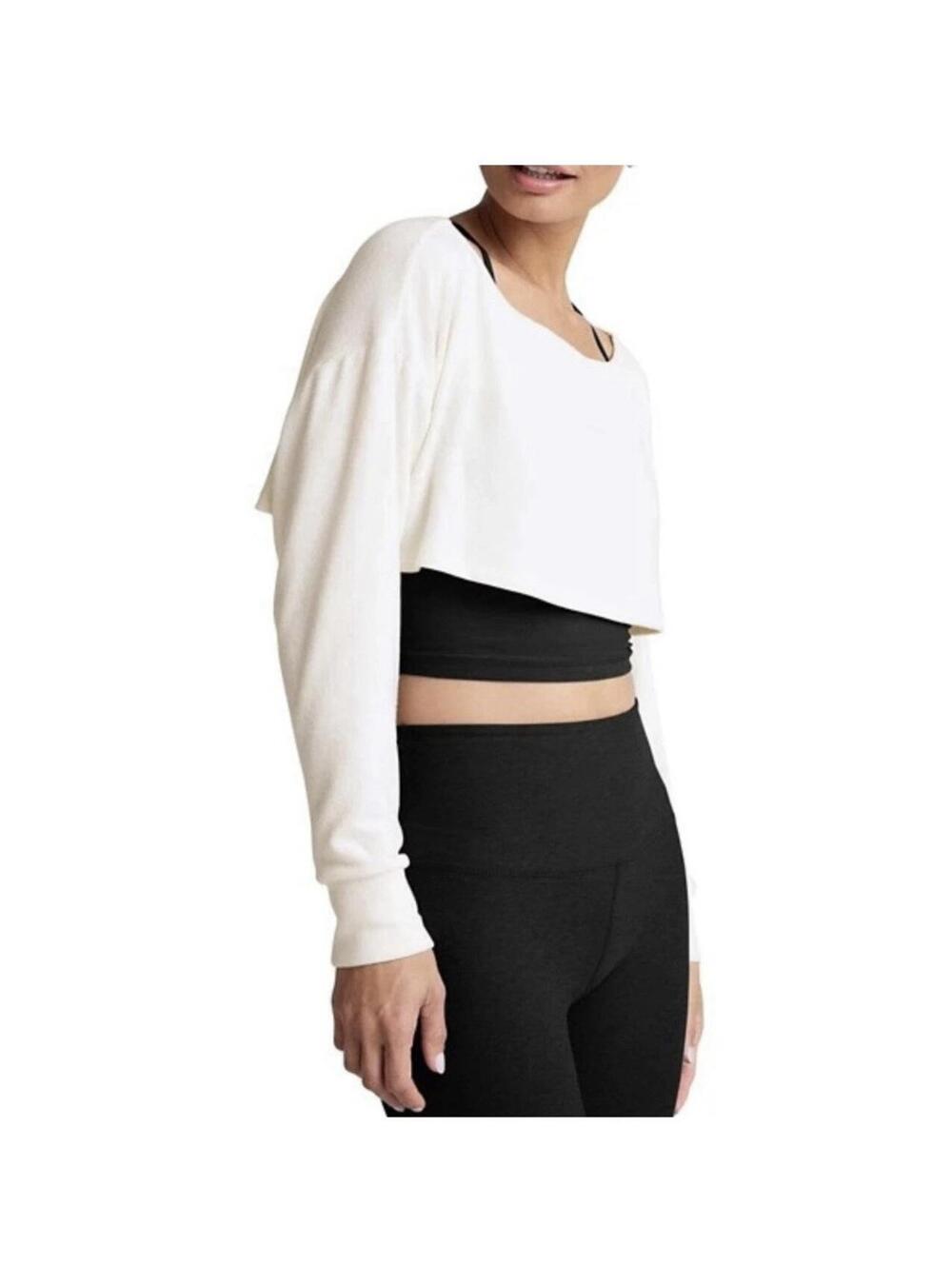 Beyond Yoga Duet 2-Way Shrug Women M Fresh Snow Convertible Long Sleeve DDR2126